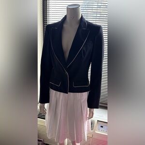 Alexander McQueen  Neiman Marcus Black Blazer with White Trim white Skirt